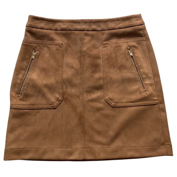 Loft oulet Dresses & Skirts - LOFT Outlet Faux Suede Mini Skirt Brown Size 6 Pockets Zipper Front Fall Style